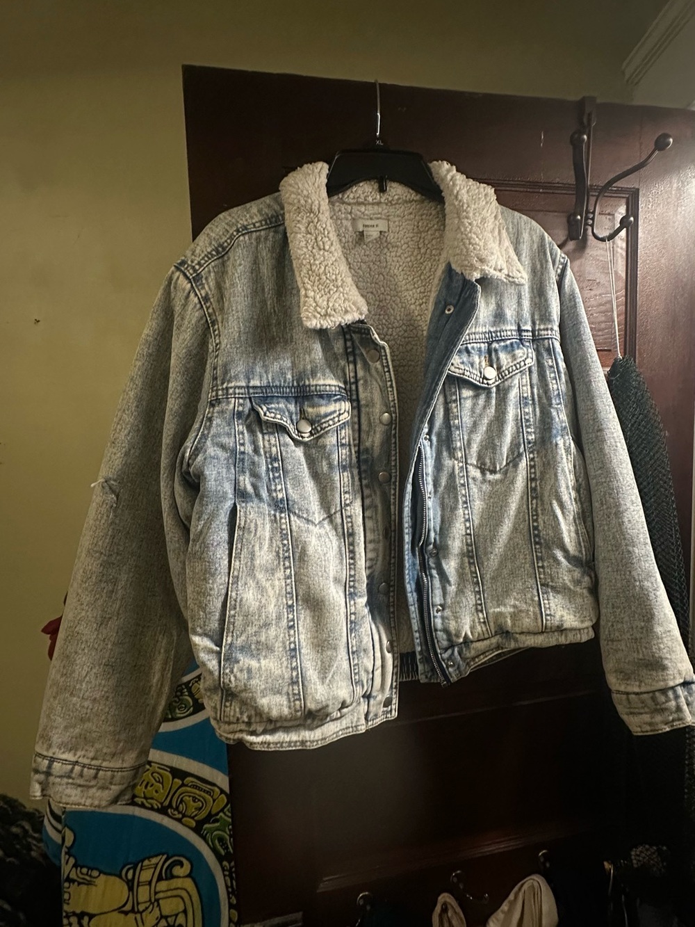 Forever 21 Light Blue Denim Fall jacket with fur lining